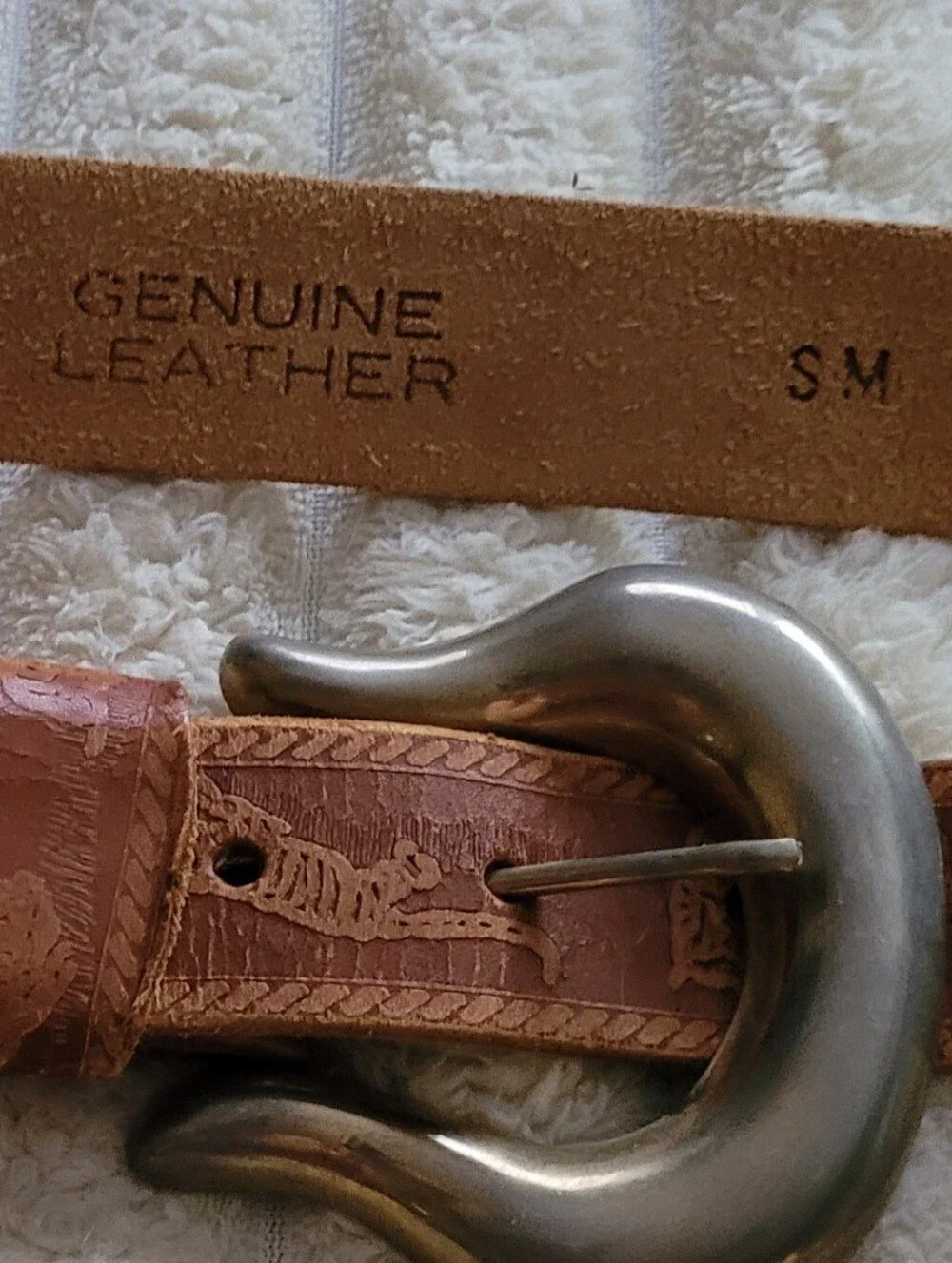 Genuine Leather Brown Women's Belt with Embossed Detail